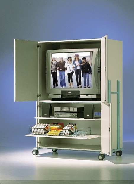 Mobiler TV-Schrank mit 4 Türen, 3 verstellbare Böden