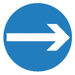 Verkehrsschild: vorgeschriebene Fahrtrichtung hier rechts